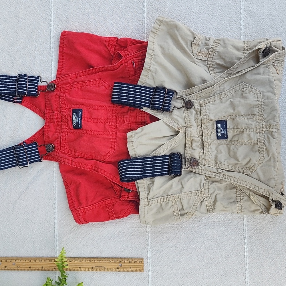 Oshkosh B'gosh 4t Overall Bundle Khaki And Red